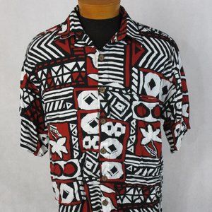 PINEAPPLE LAVA Men's Rayon Hawaiian Shirt Red Blac